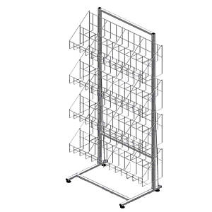 Стелаж з сітчастими кошиками під колготи "Єва" 4 кошики (ширина 900 мм), біла