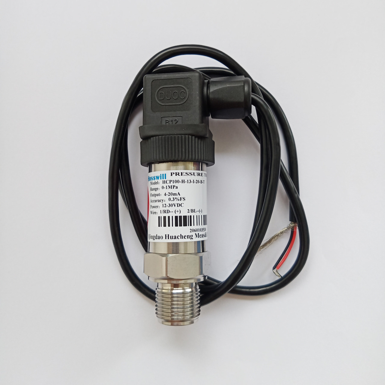 Перетворювач тиску Hosswill 4-20 мА, 0~1МПа (0~10 бар), різьба М20х1.5, фото 1