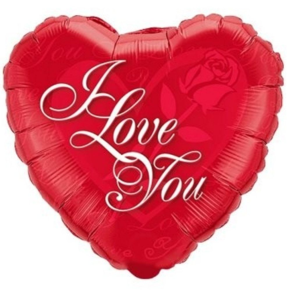 Куля фольгована серце "I Love You" Троянда. Розмір: 18"(45 см.)