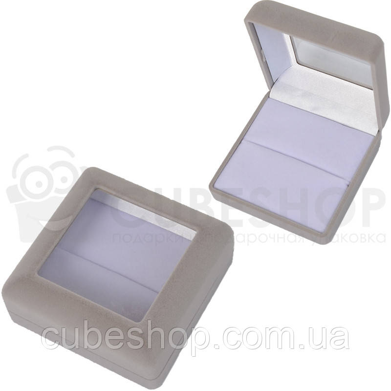 Футляр із віконцем універсальний 90х90х40 мм "Квадрат" сірий-білий