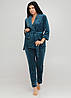 Піжама жіноча костюм домашній велюровий халат зі штанами Смарагд, фото 9