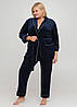Піжама жіноча костюм домашній велюровий халат зі штанами Темно-Синій, фото 8