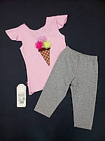 Костюм для девочки футболка + капри Gabbi КS-19-16-1 104см розовый с серым 11591