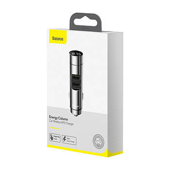 FM модулятор Baseus Energy Column MP3 Charger 2USB 3.1A Silver Срібний (CCNLZ-0S)
