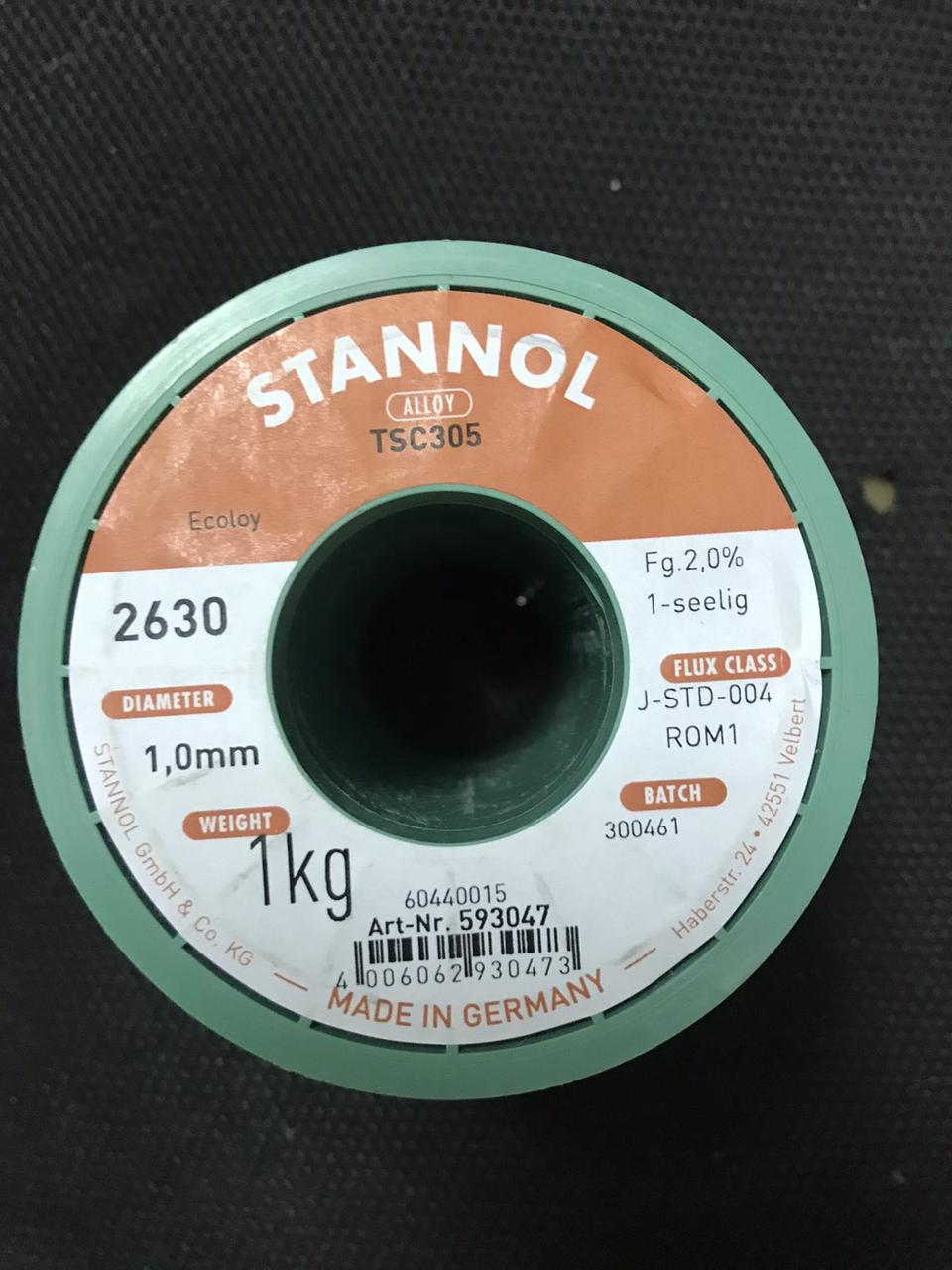 Припой Stannol Ecoloy по 1 кг. Диаметр 1 мм. Германия