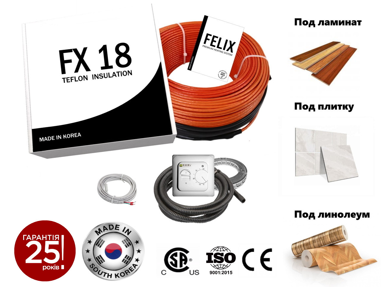 Тепла підлога електрична з Кореї FIX Heat тепла підропа нагрівальний кабель