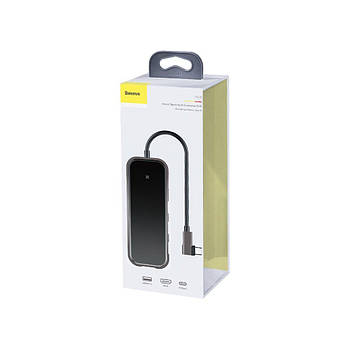 USB HUB (юсб хаб) Baseus Type-c на 2xUSB+HDMI+PD+Audio+Wireless charging iWatch Gray Сірий CAHUB-BZ0G