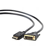 Кабель мультимедійний Display Port to DVI 24+1pin, 1.0m Cablexpert (CC-DPM-DVIM-1M) DisplayPort, DVI, фото 2