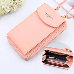Сумка гаманець клатч для телефону через плече пудра жіноча Waellerry D-8591 Pink рожева