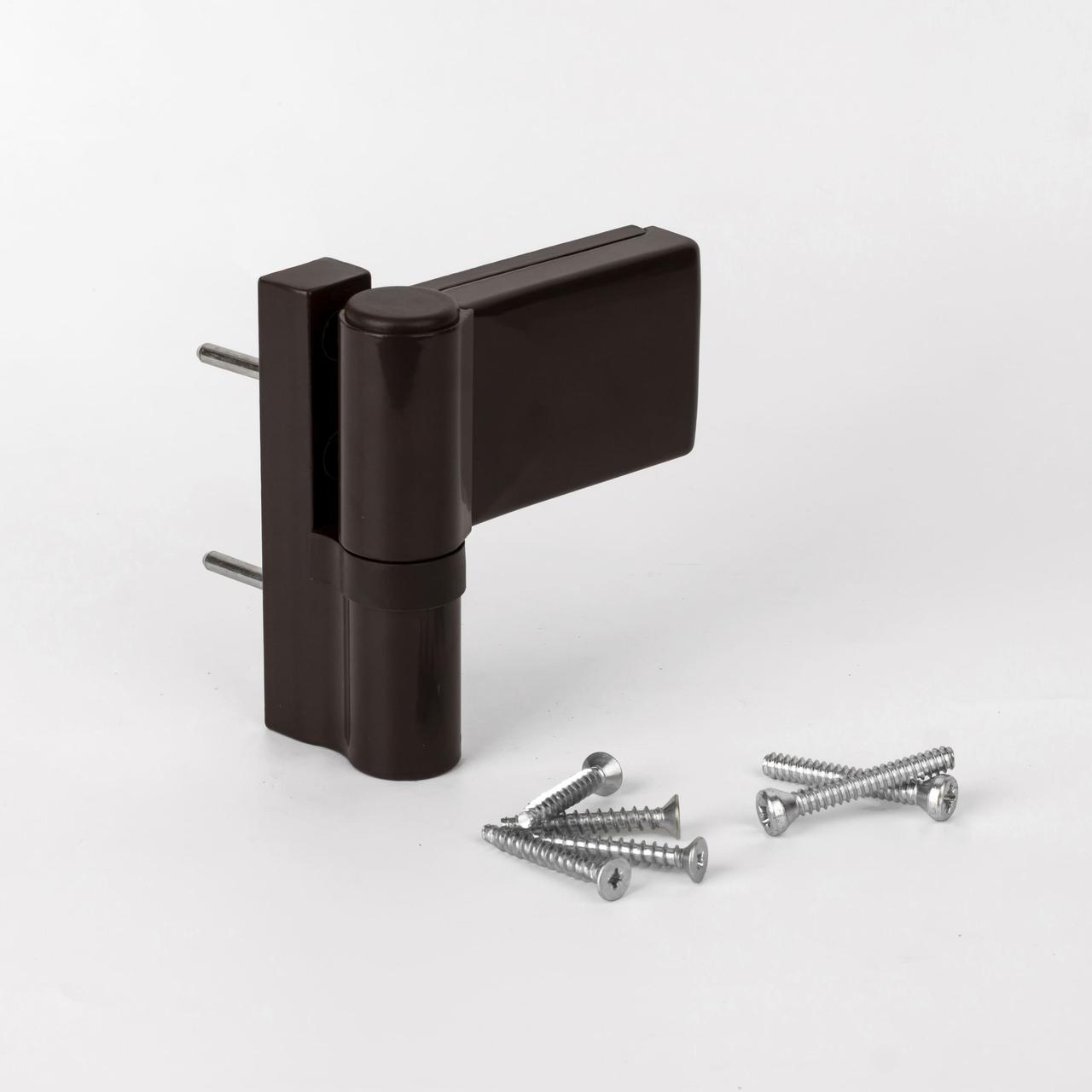 Петля дверна для пвх дверей універсальна DHV Ral 8019 наплав 15-20 Коричнева, фото 1