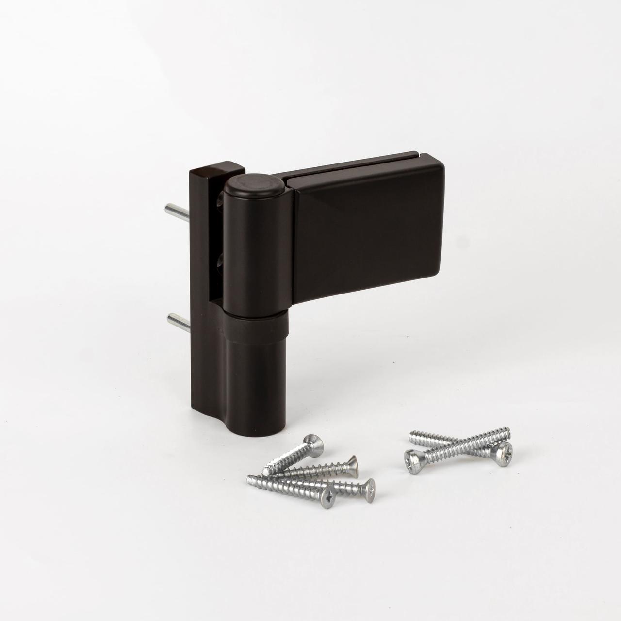 Дверна петля для пвх дверей універсальна DHV Чорна Ral 9005 (наплав 15-20), фото 1