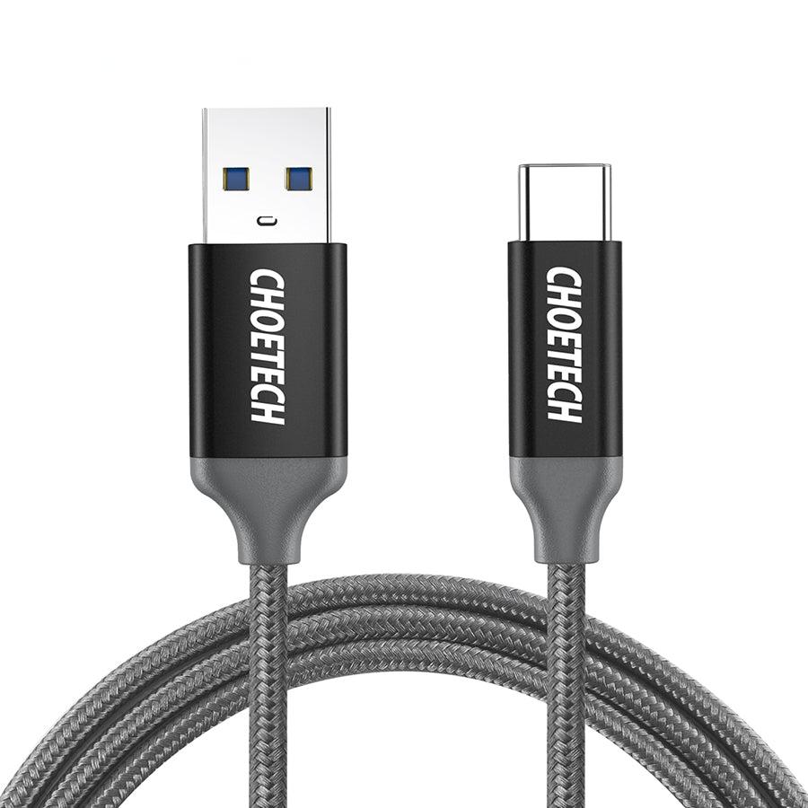 Кабель зарядний Choetech USB 3.0 — Type-C 2.4A нейлонова обплетення 1 м Black (AC0007)