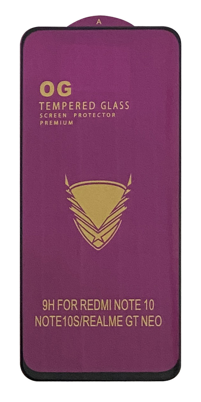 Захисне скло NoName для Xiaomi Redmi Note 10 / 10s OG Purple Tempered Glass Premium Чорне, фото 1