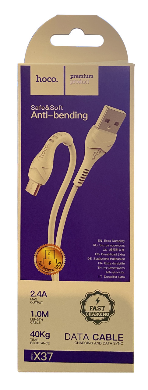 Usb кабель (шнур) Hoco X37 Cool Power Charging Micro Білий