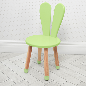 Дитячий стільчик з круглим сидінням для дівчинки Bambi 04-2BEIGE-ROUND "Зайчик" дерев'яний (МДФ) / колір
