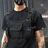 Чоловіча сумка-розвантаження STRYKER жилет на груди тактична чорна з тканини, фото 2