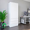 Шафа для одягу зі штангою на 3 висувних шухляди з фасадами без ручок з ДСП, фото 2