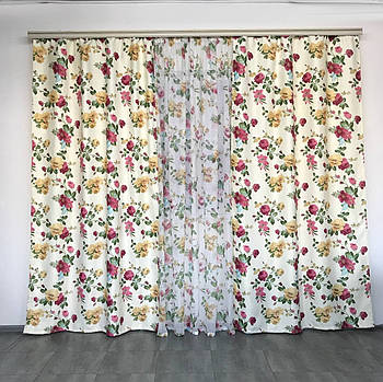 Атласні штори, сучасні штори і тюлі, тюлі штори у вітальню ALBO Рожеві (SHT-M822-7)