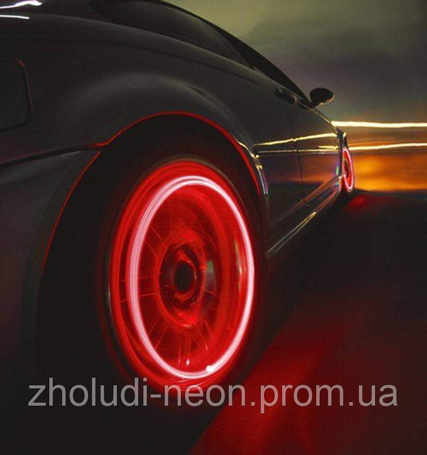 Неоновая подсветка колес на ниппель и золотник, красная. 1уп.=2шт. (батарейки в комплекте) - фото 7 - id-p12464721