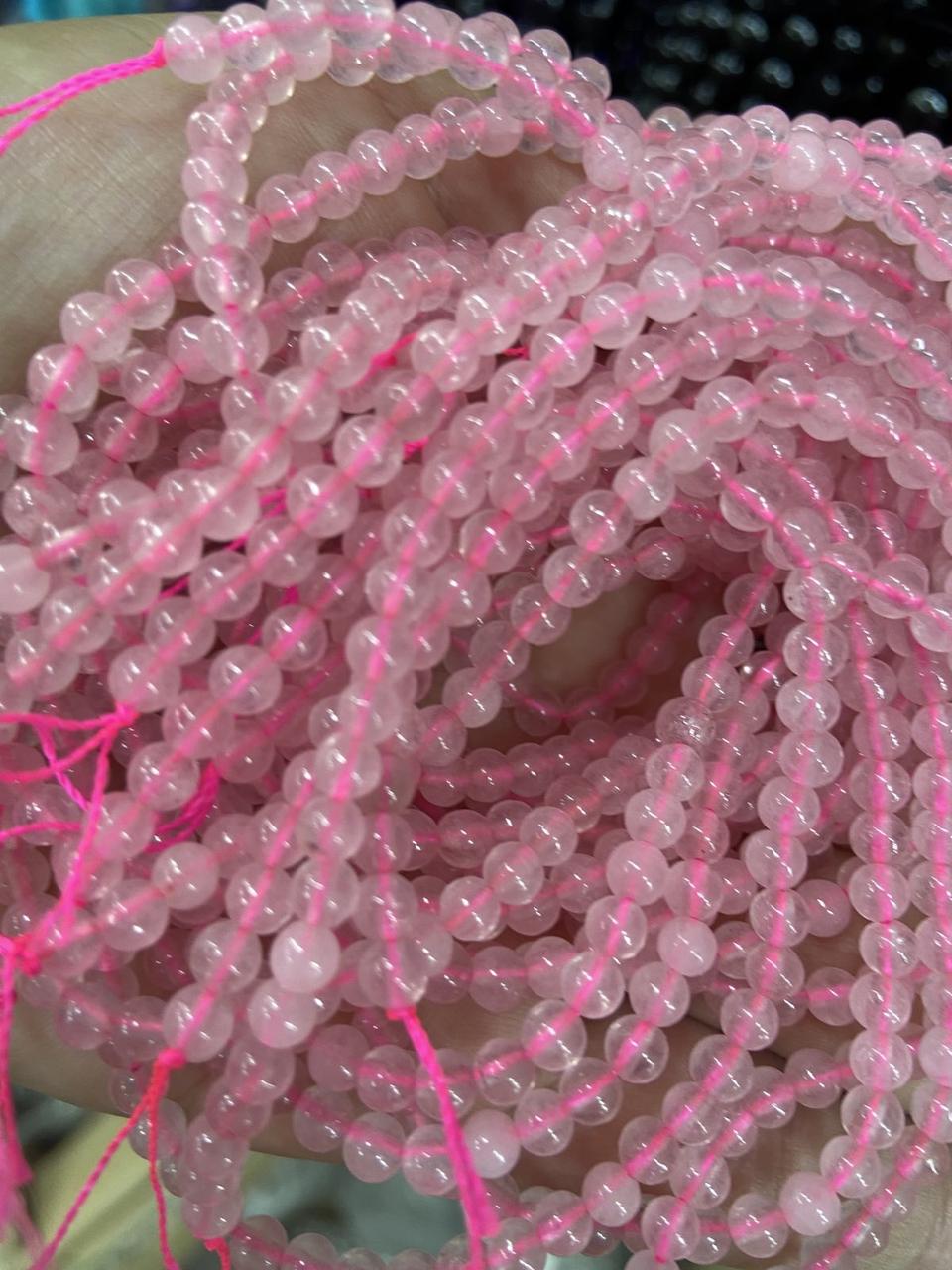 Кварц Рожевий 6 мм 37 см тонований