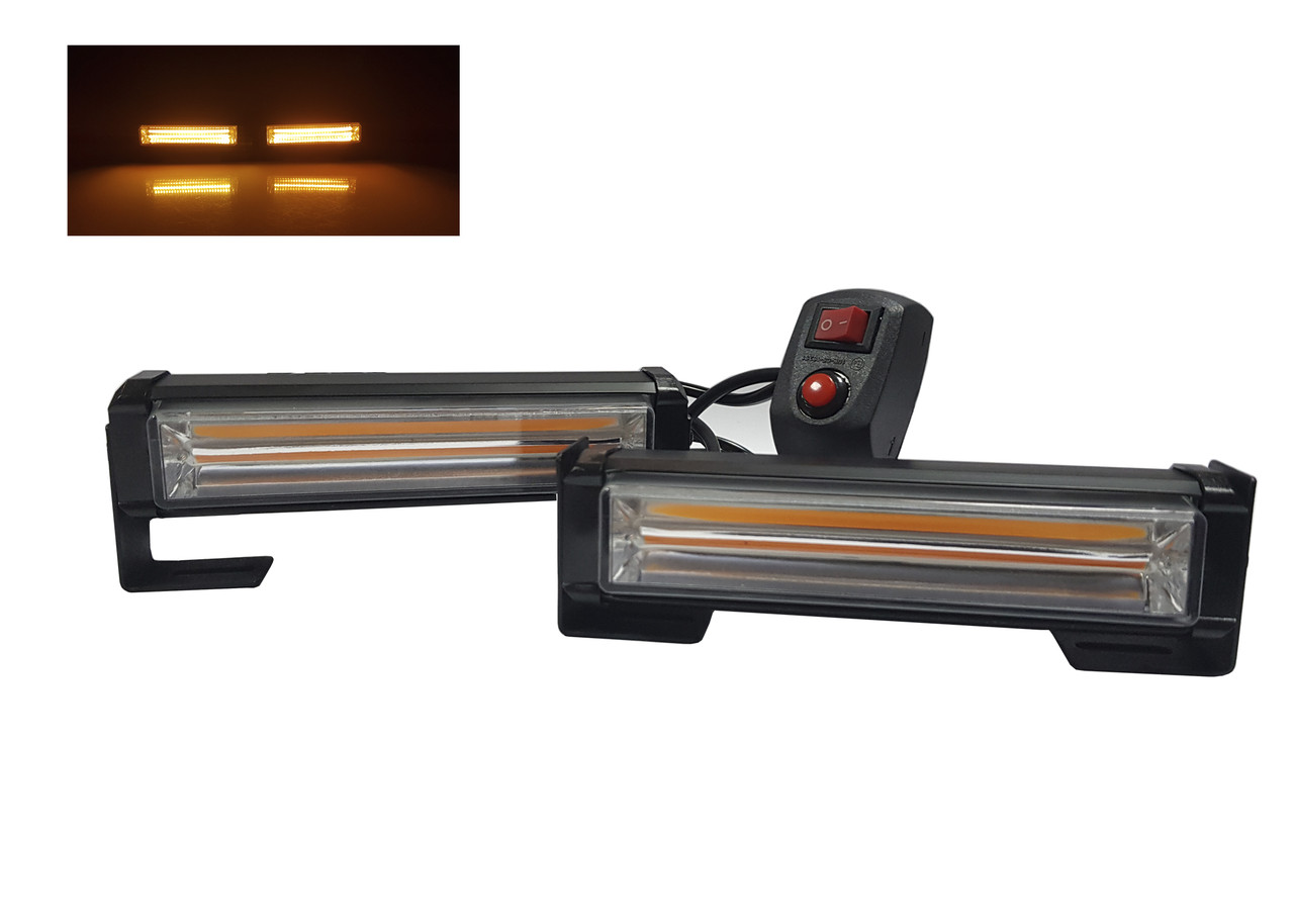 Фара-спалах стробоскоп помаранчева світлодіодна СОВ, проблисковий маячок в решітку 15 режимів світіння