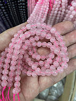 Рожевий кварц 8 мм / нитка 37 см тонований приблизно 42 намистинки