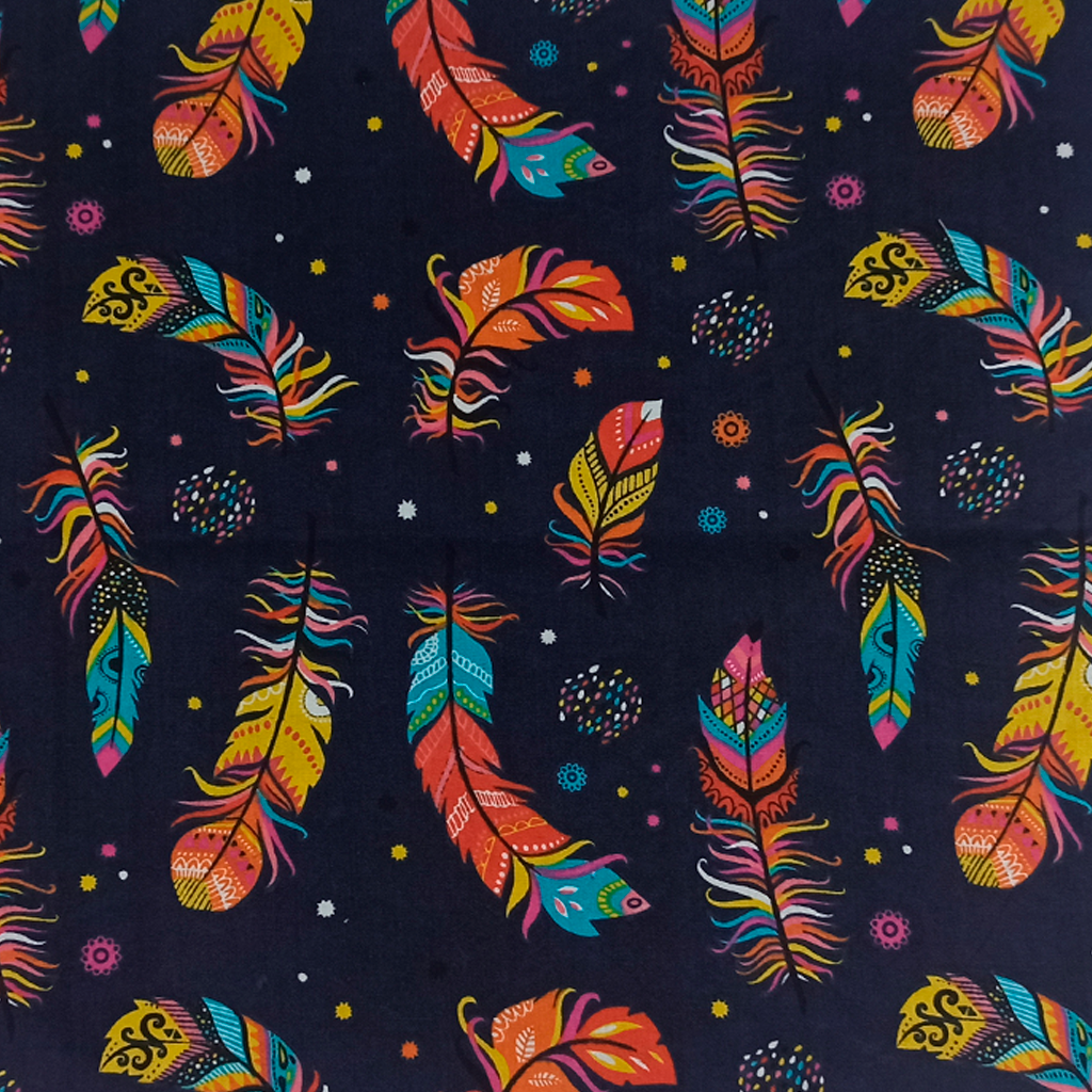 Наволочка, 40*60 см, (бавовна), (яскраві піря на синьому)