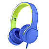 Дитячі дротові навушники з мікрофоном Picun Q2 Blue/Green, фото 3