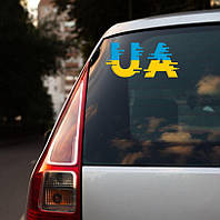 Патриотическая наклейка на авто / машину "UA" 25х12 см в украинском стиле на стекло
