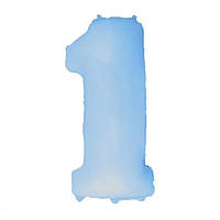 Фольгированный большой воздушный шар Flexmetal цифра 1 голубая пастель,102 см