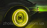 Неонова підсвітка коліс на ніпель і золотник. Жовтогар (жовта). 1уп.=2 шт. (батарейки в комплекті), фото 2