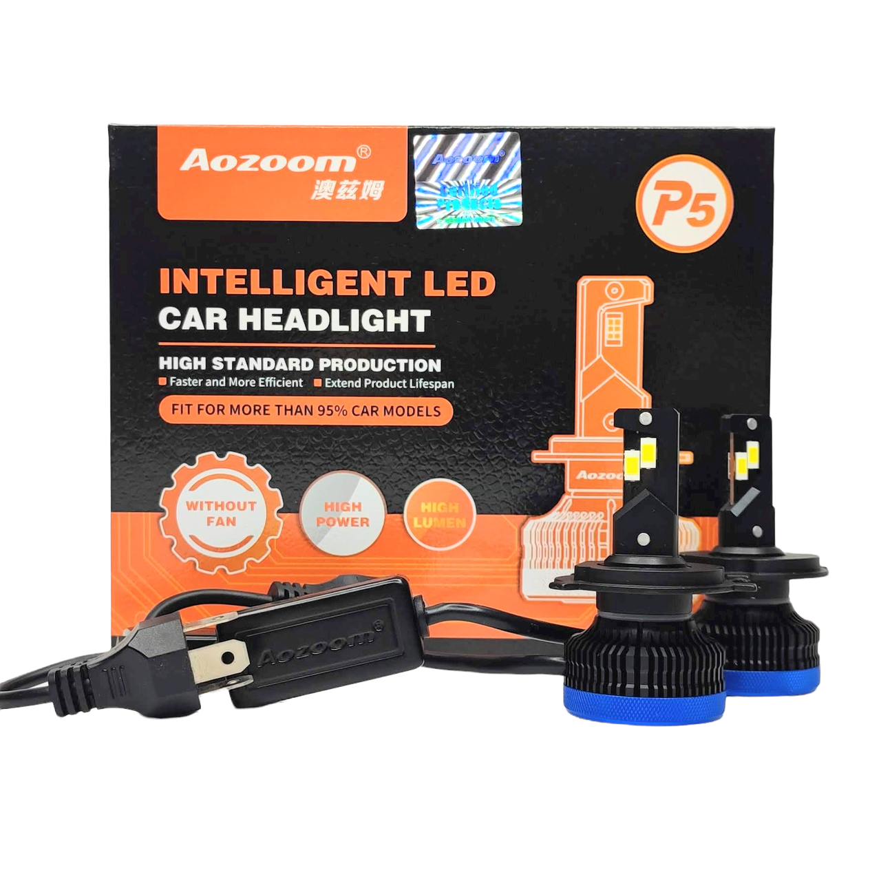 Автолампи LED світлодіодні Aozoom P5 ALH-02-02 H4 40Вт 9600Лм 12В 5500K