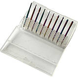 Набір кольорових алмазних насадок-фрез для фрезера, для манікюру та педикюру, 10 шт./уп., фото 8