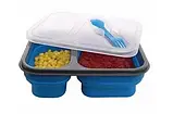 Складаний Ланчбокс для їжі FRICO FRU-384 Контейнери для їжі з вилкою Силіконовий судочок, фото 7