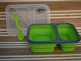 Складаний Ланчбокс для їжі FRICO FRU-384 Контейнери для їжі з вилкою Силіконовий судочок, фото 8
