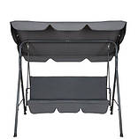 Садова гойдалка з дашком на 3 людини сіра Садова качеля з накриттям + подушки 3х місна Качелі Гойдалки ПОЛЬША, фото 2