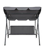 Садова гойдалка з дашком на 3 людини сіра Садова качеля з накриттям + подушки 3х місна Качелі Гойдалки ПОЛЬША, фото 7