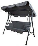Садова гойдалка з дашком на 3 людини сіра Садова качеля з накриттям + подушки 3х місна Качелі Гойдалки ПОЛЬША, фото 3