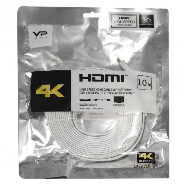 Кабель Veron HDMI (10m) 4K 3D Full HD White (Білий) якісний дріт аудіовідео, фото 1
