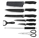 Набір ножів для кухні UNIQUE UN-1831 9 предметів на підставці з ножицями та овочечисткою, фото 8