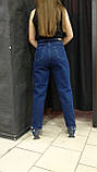 Джинси жіночі МОМ утеплені байкою щільні зима 38 сині, фото 5
