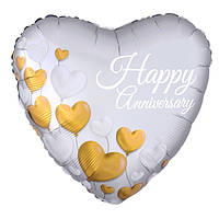 Куля фольгована серце "Happy Anniversary (З ювілеєм)". Розмір: 18"(48см.)