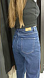 Джинси жіночі МОМ утеплені байкою щільні зима 38 сині, фото 10
