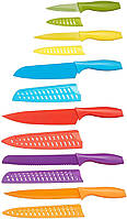 Набор из 12 кухонных ножей с цветовой маркировкой, 6 ножей с 6 защитными кожухами