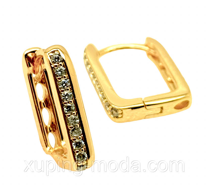 Сережки Xuping. 18k. 14х3 mm