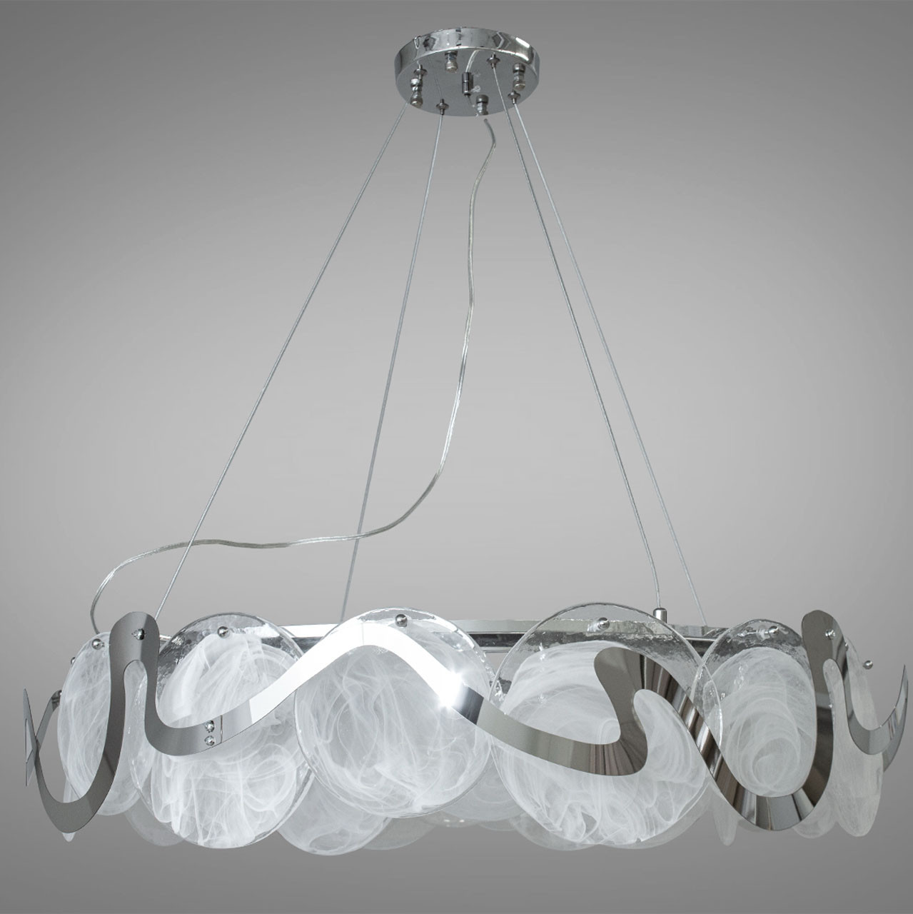 Сучасна люстра зі скляними елементами на 10 ламп E14 колір каркасу хром D-29148-800 HR, фото 1