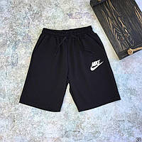 Мужские шорты спортивные летние лёгкие хлопковые однотонные Nike Найк Чёрные