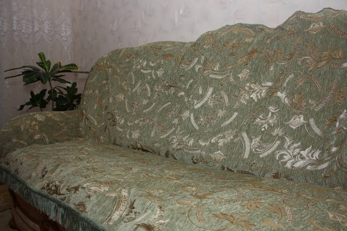 Комплекти покривав оливкового кольору на диван і два крісла ( дивандеки)., фото 1