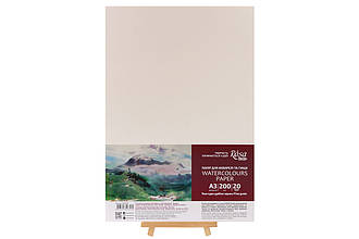 Бумага для акварели, пакет, А3 (29,7x42см), 20л, Мелкое зерно, 200г/м2, ROSA Studio