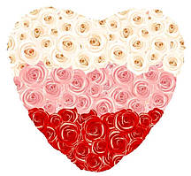 Куля фольгована серце "Троянди триколір. Розмір: 32"(80см.)